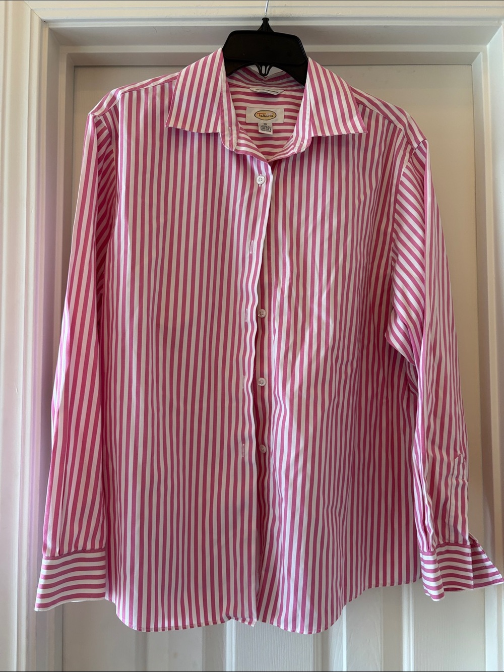 Talbots Pink and White Stripe Dress Shirt Women’s size 14